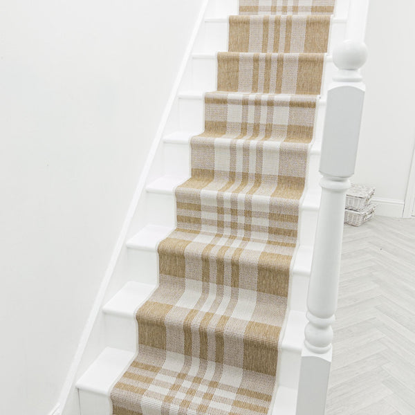 Chequered Brown Stair Runner