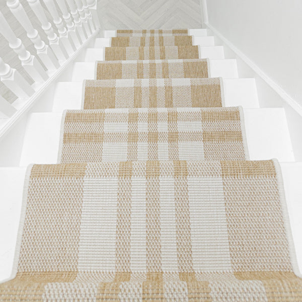Chequered Brown Stair Runner