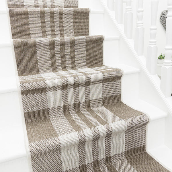 Chequered Beige Stair Runner