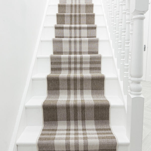 Chequered Beige Stair Runner