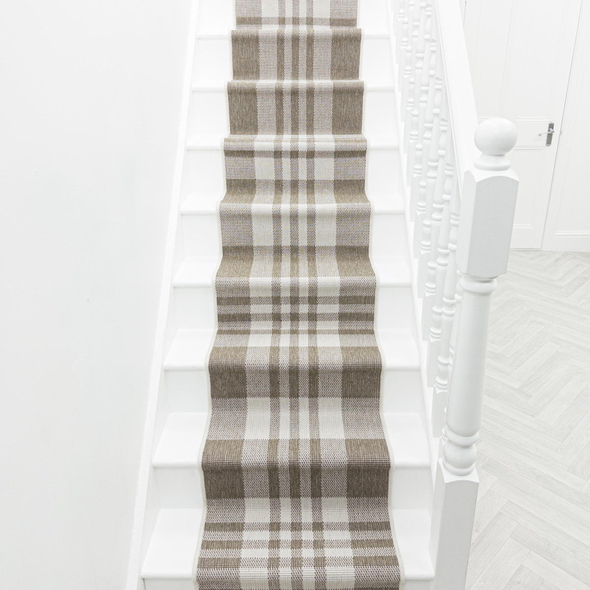 Chequered Beige Stair Runner