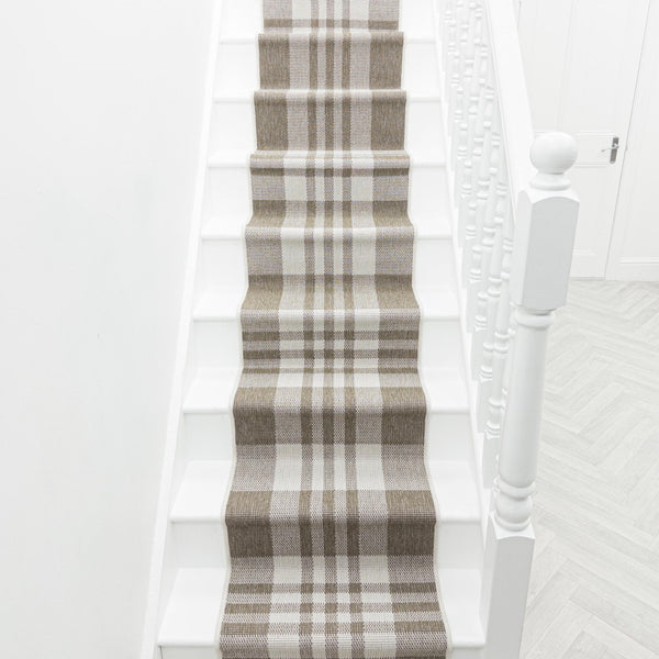 Chequered Beige Stair Runner