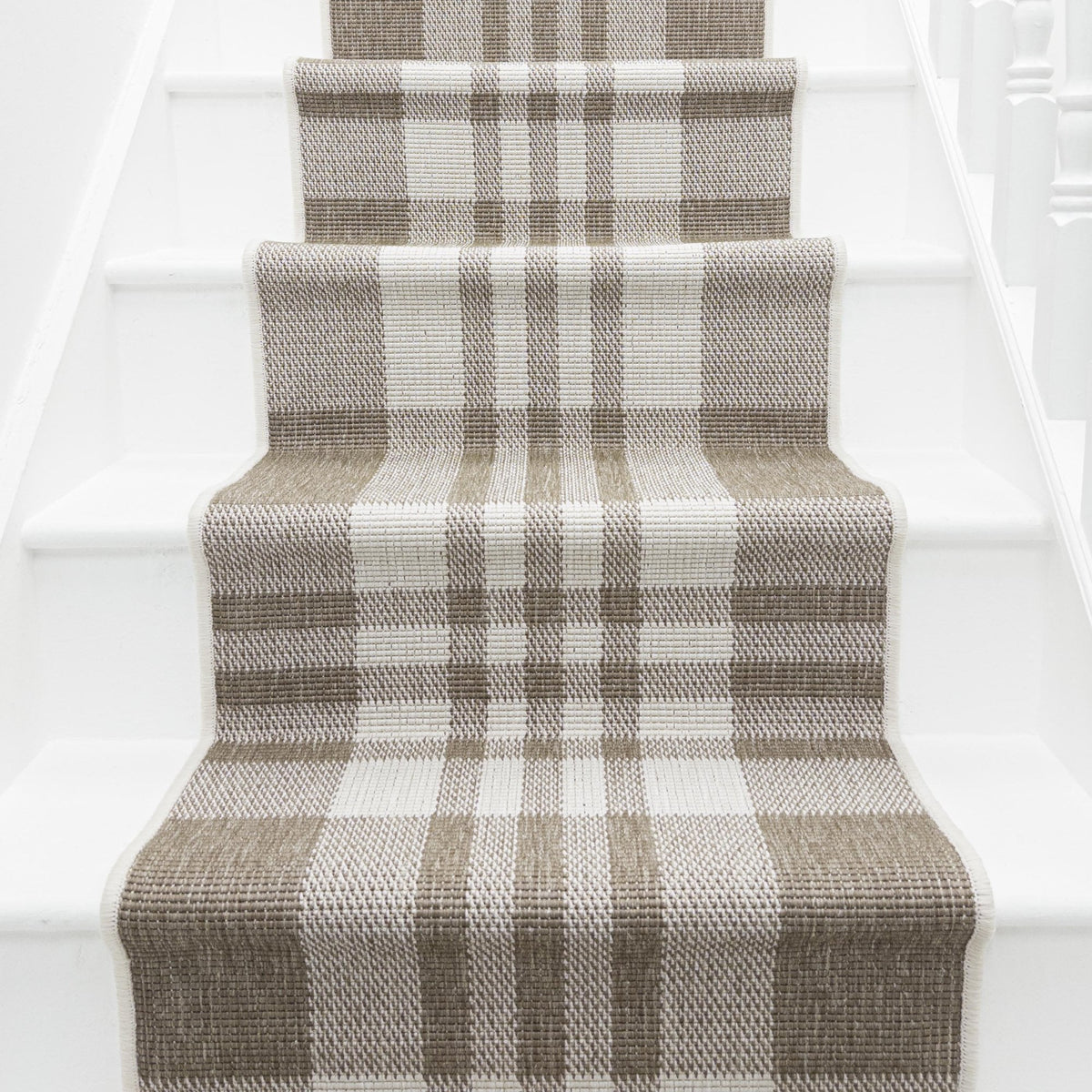 Chequered Beige Stair Runner