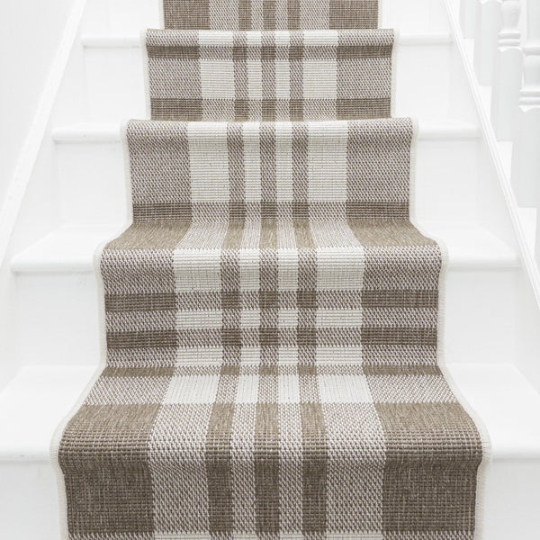Chequered Beige Stair Runner