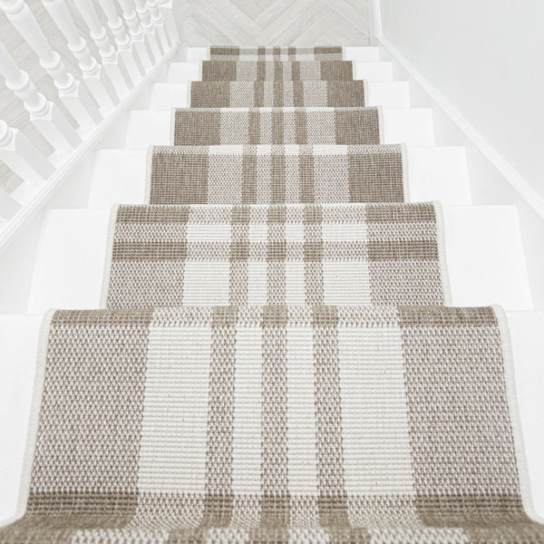 Chequered Beige Stair Runner
