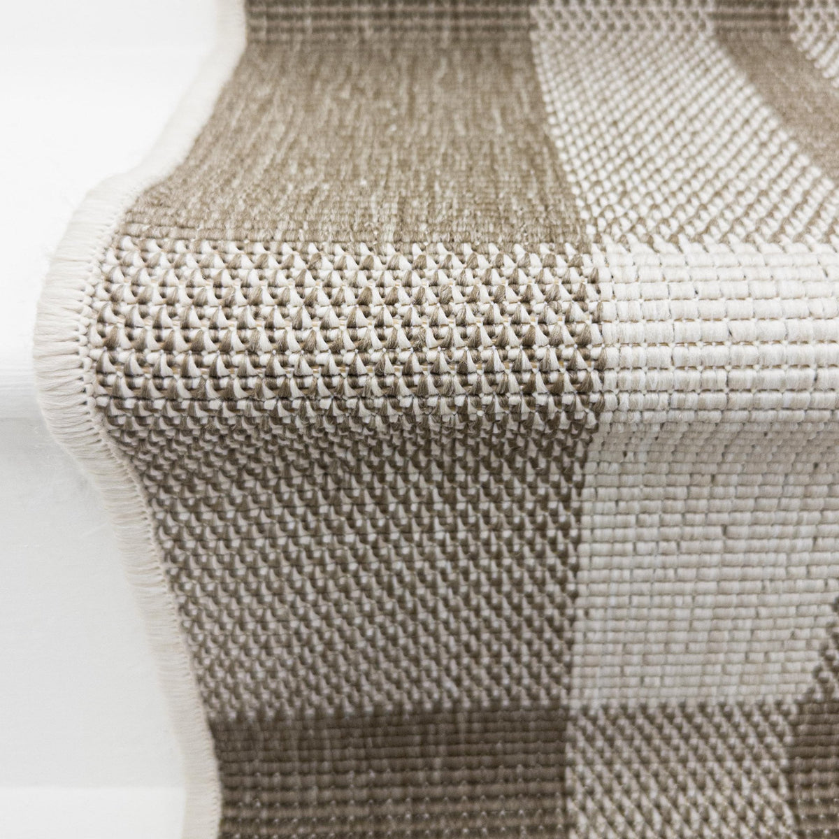 Chequered Beige Stair Runner