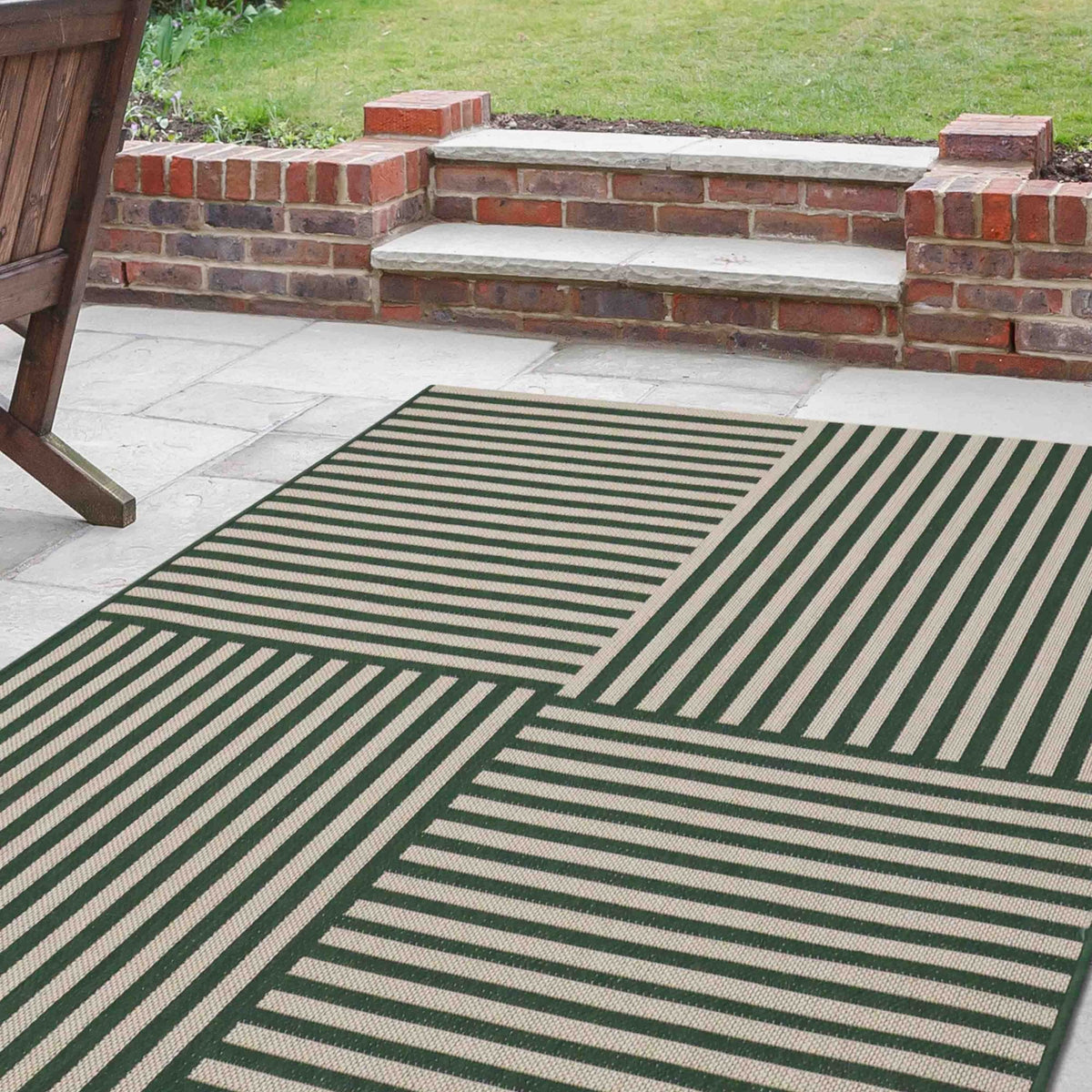 County Multi Stripe Green Rug