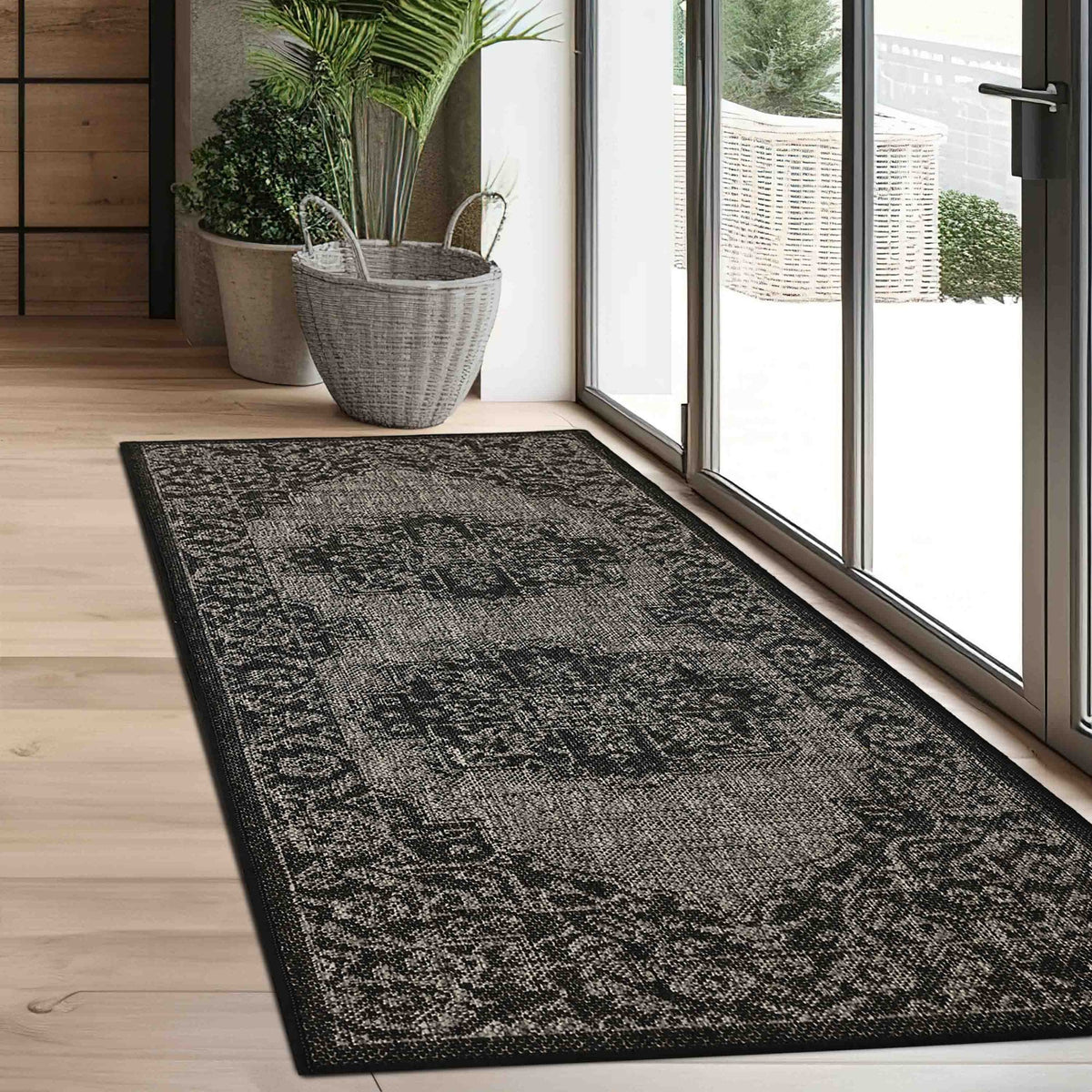 Flatweave Gel Medallion Black Rug