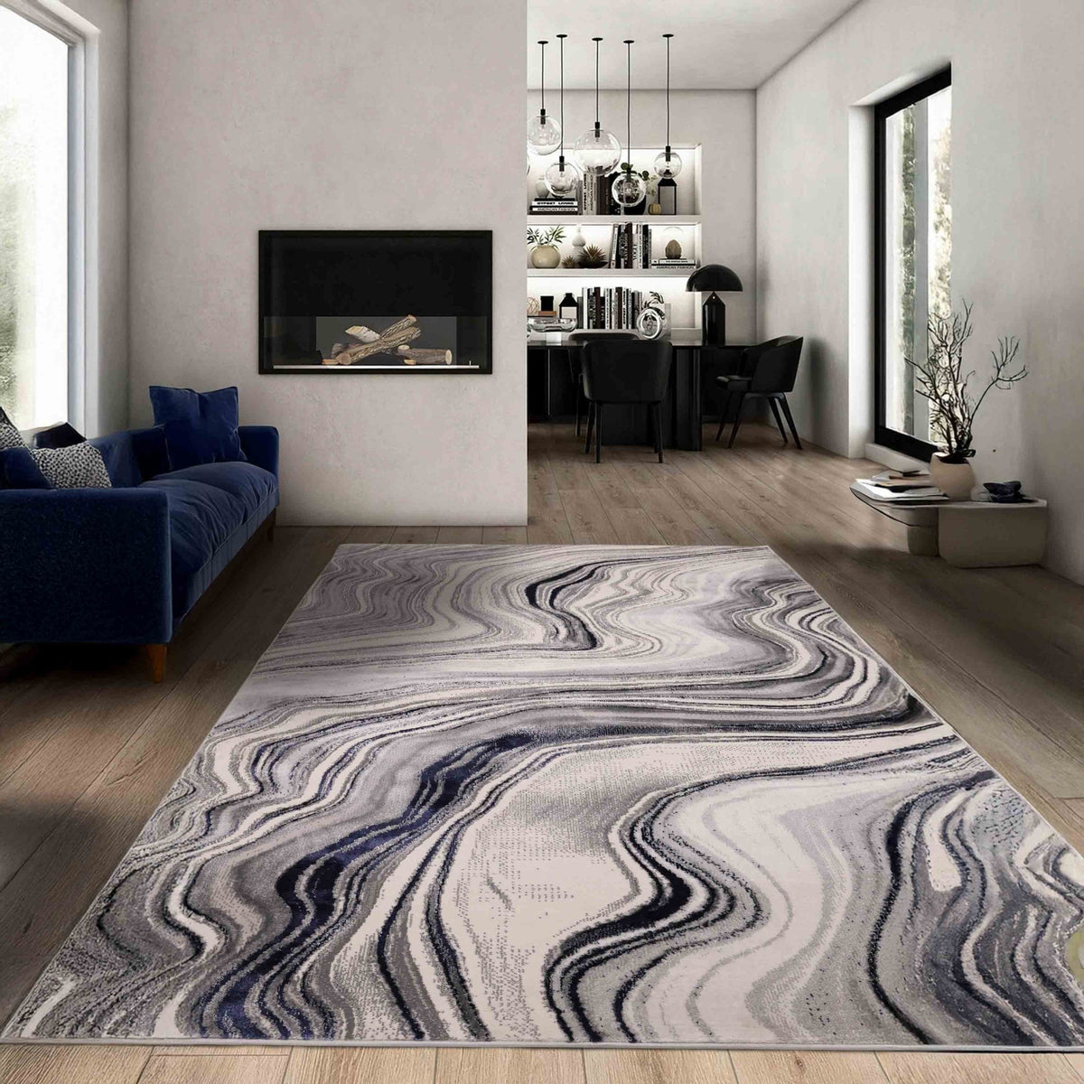Dusk Watercolour Navy Rug