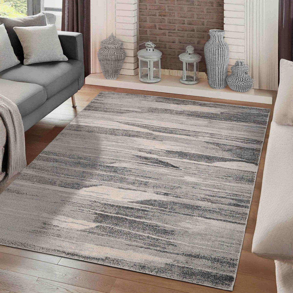 Freya Abstract Grey Rug