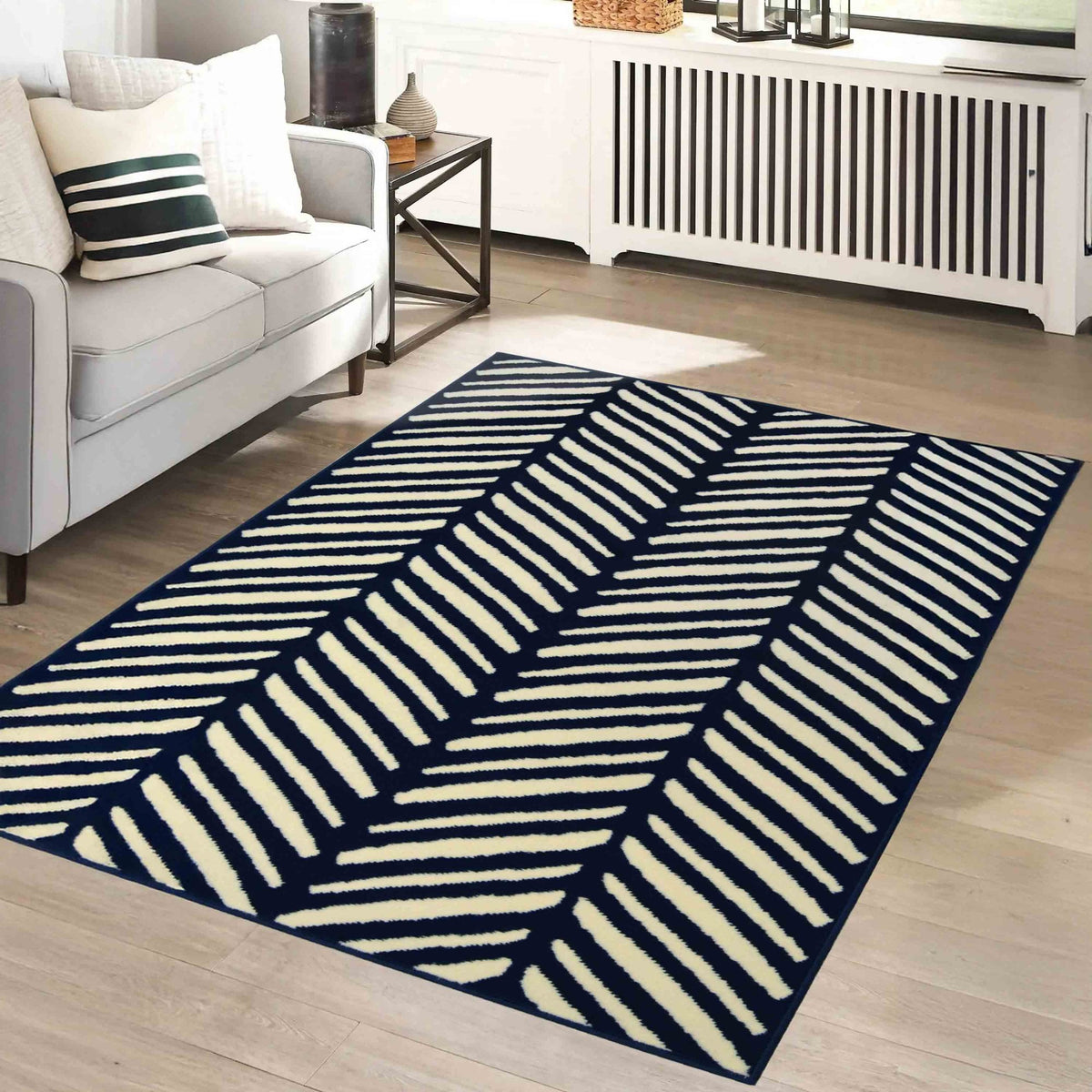 Maestro Herringbone Navy Rug