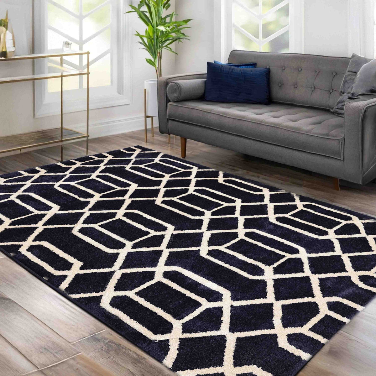 Newport Lattice Navy Rug
