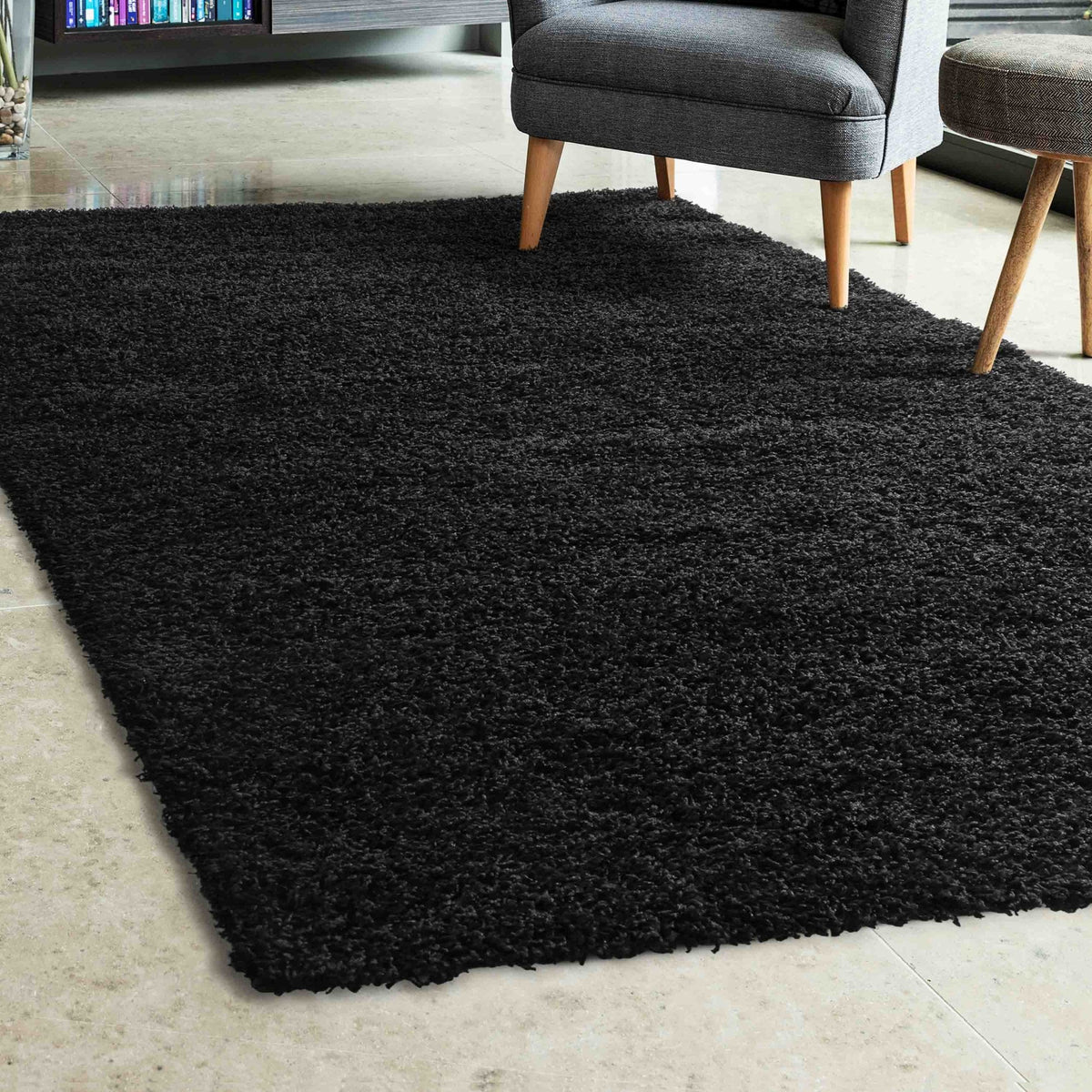Jazz Shaggy Black Rug