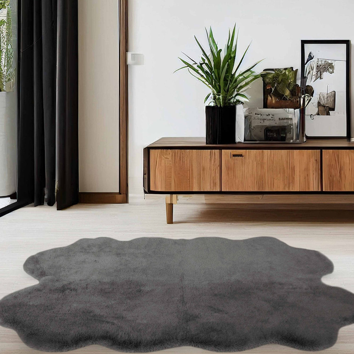 Luxury Faux Fur Grey Rug
