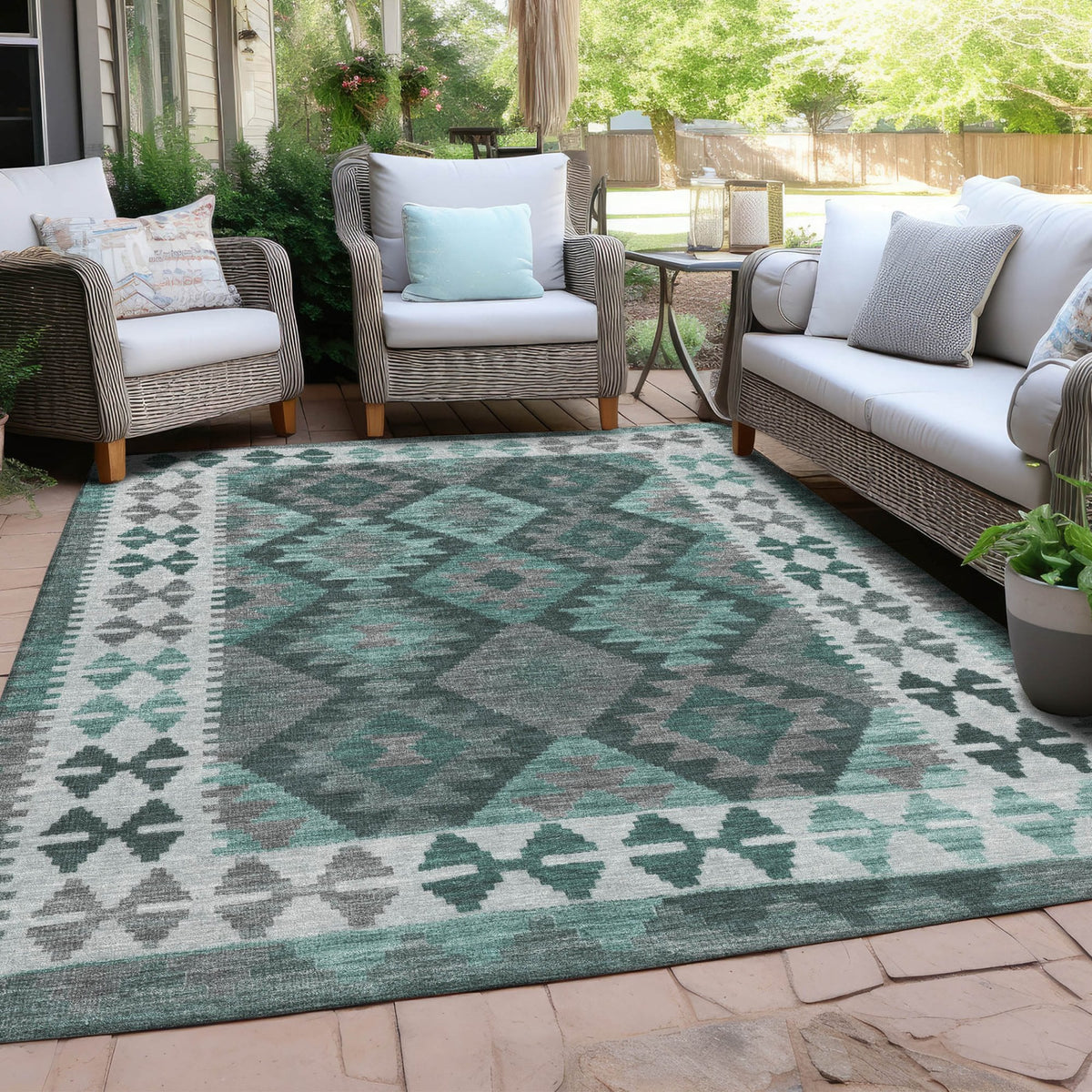 Chantille ACN1915-Seafoam Indoor/Outdoor Washable Rug