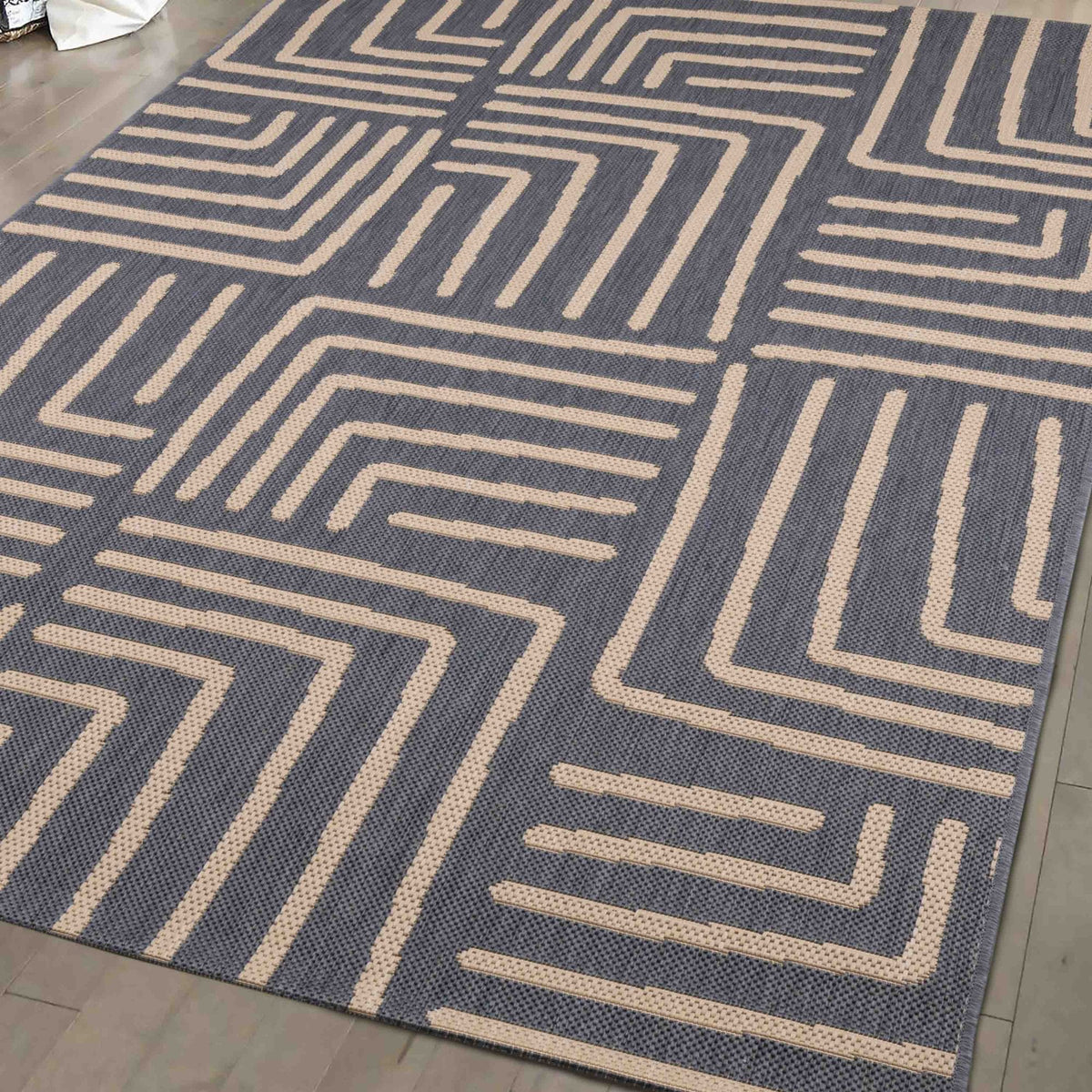 County Patches Navy Rug