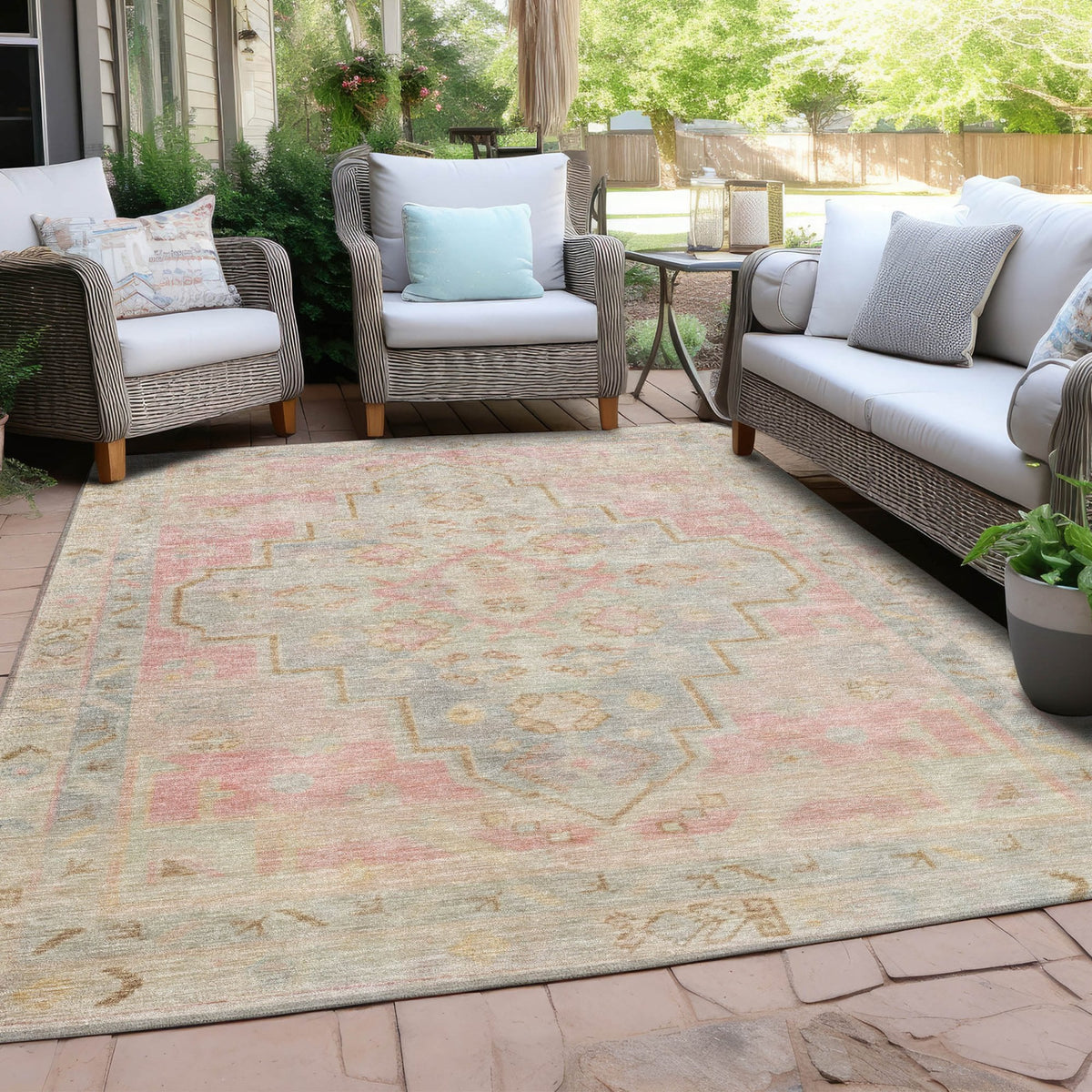 Chantille ACN1918-Pink Indoor/Outdoor Washable Rug