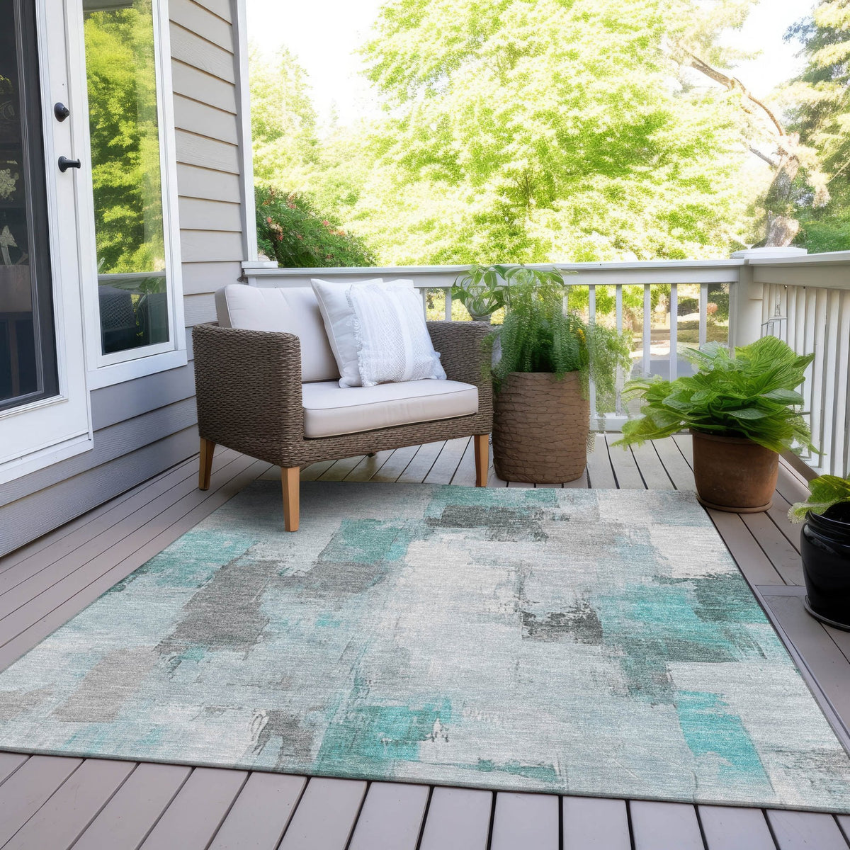 Chantille ACN1967-Teal Indoor/Outdoor Washable Rug