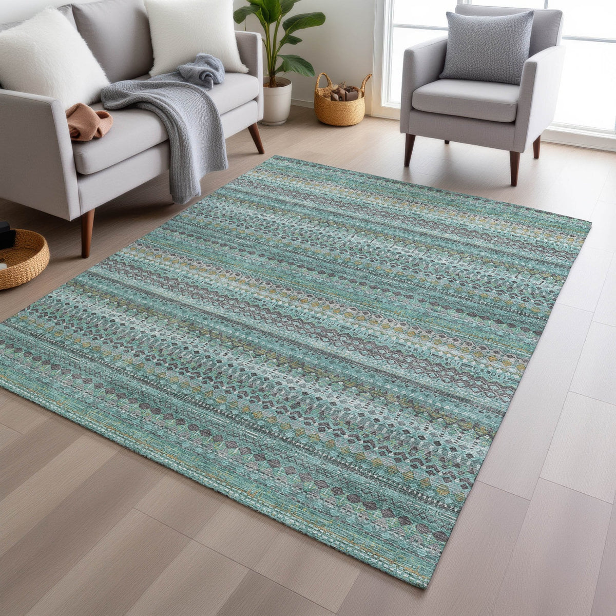 Chantille ACN1970-Aqua Indoor/Outdoor Washable Rug