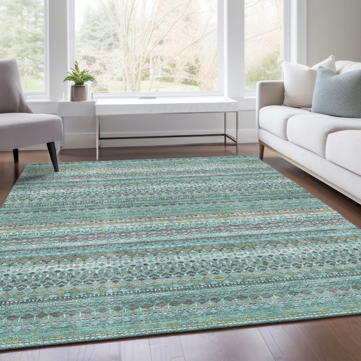 Chantille ACN1970-Aqua Indoor/Outdoor Washable Rug