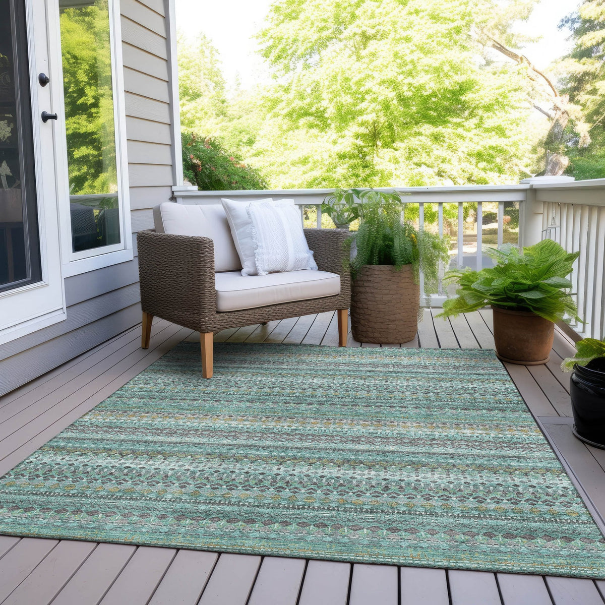 Chantille ACN1970-Aqua Indoor/Outdoor Washable Rug