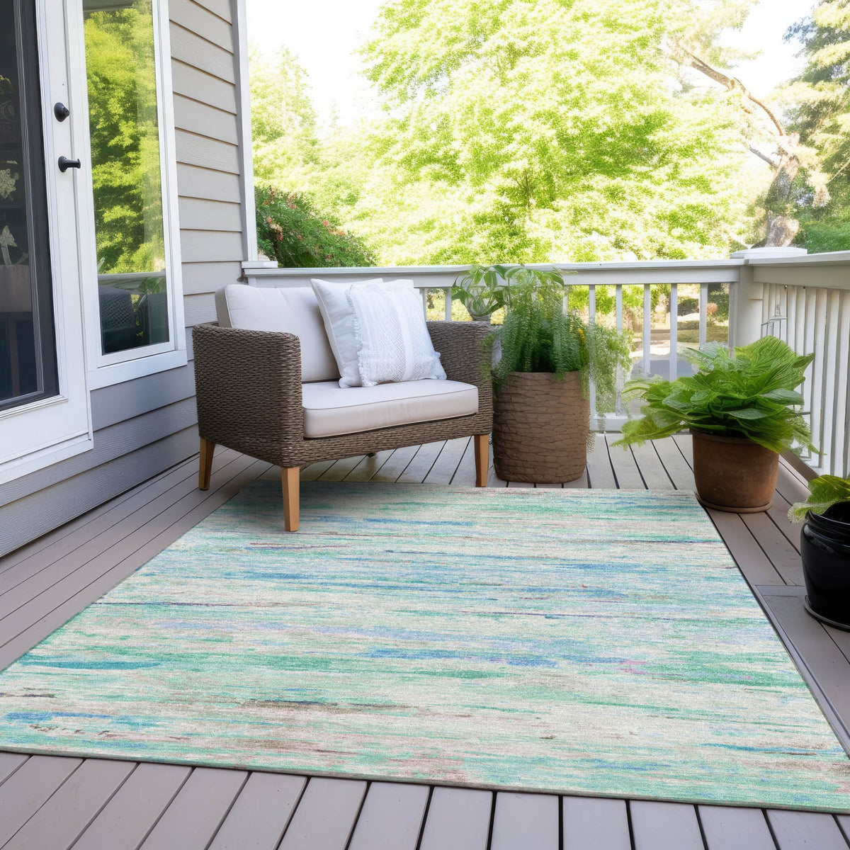 Chantille ACN1985-Teal Indoor/Outdoor Washable Rug