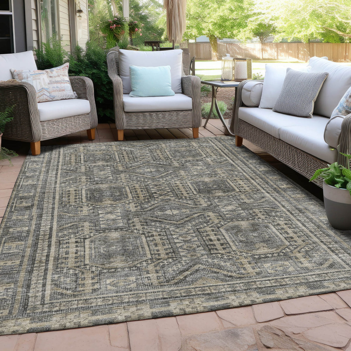 Chantille ACN1920-Pewter Indoor/Outdoor Washable Rug