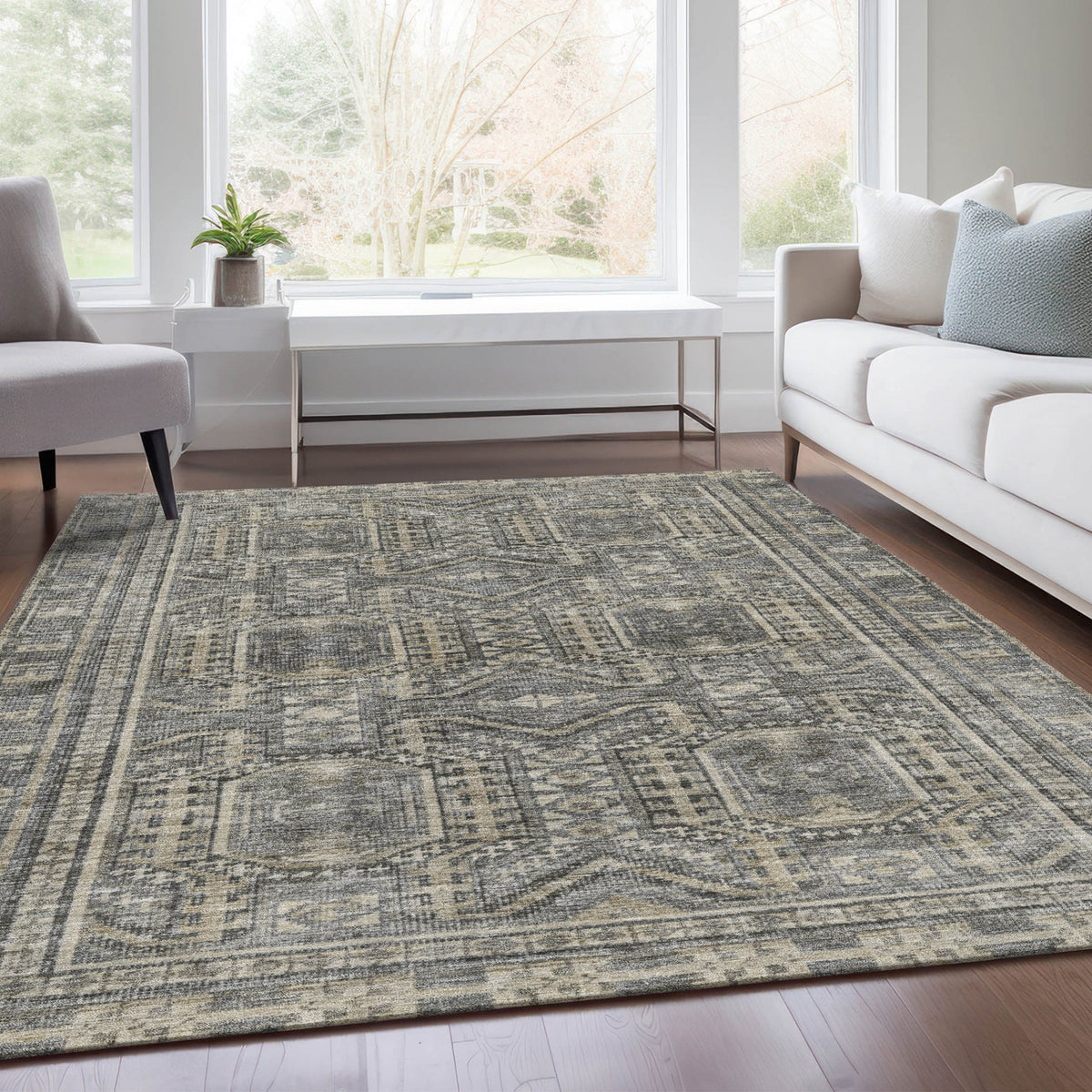 Chantille ACN1920-Pewter Indoor/Outdoor Washable Rug