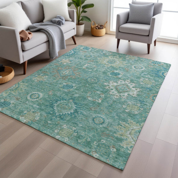 Chantille ACN1927-Teal Indoor/Outdoor Washable Rug