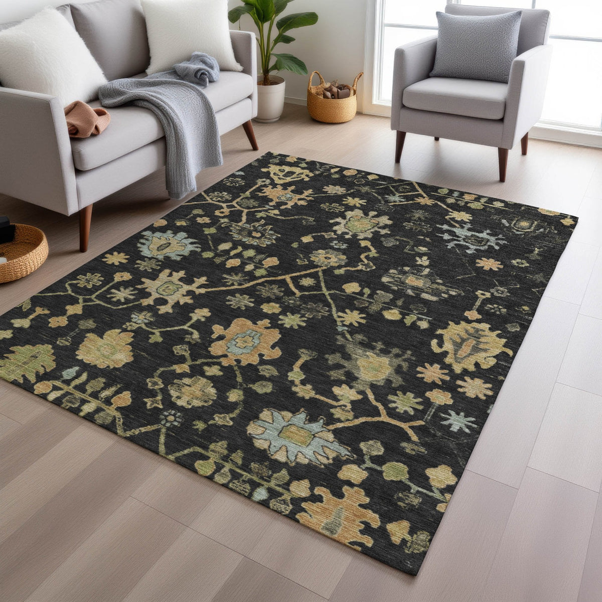 Chantille ACN1930-Black Indoor/Outdoor Washable Rug