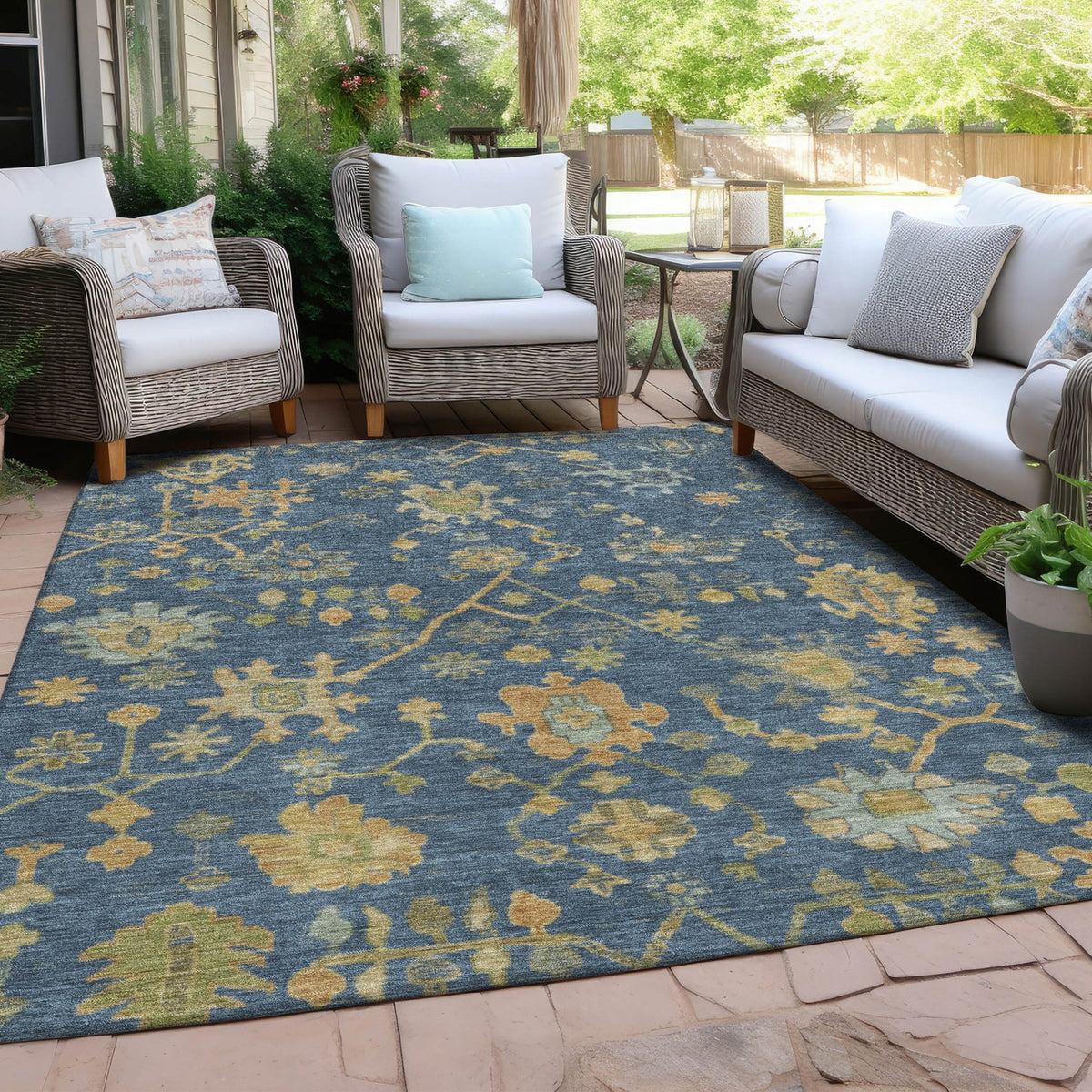 Chantille ACN1930-Navy Indoor/Outdoor Washable Rug