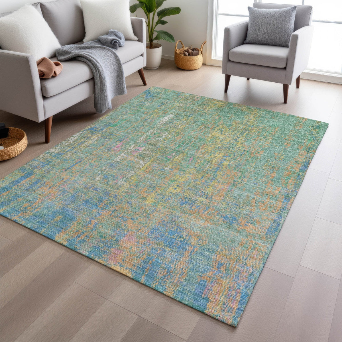 Chantille ACN1931-Teal Indoor/Outdoor Washable Rug