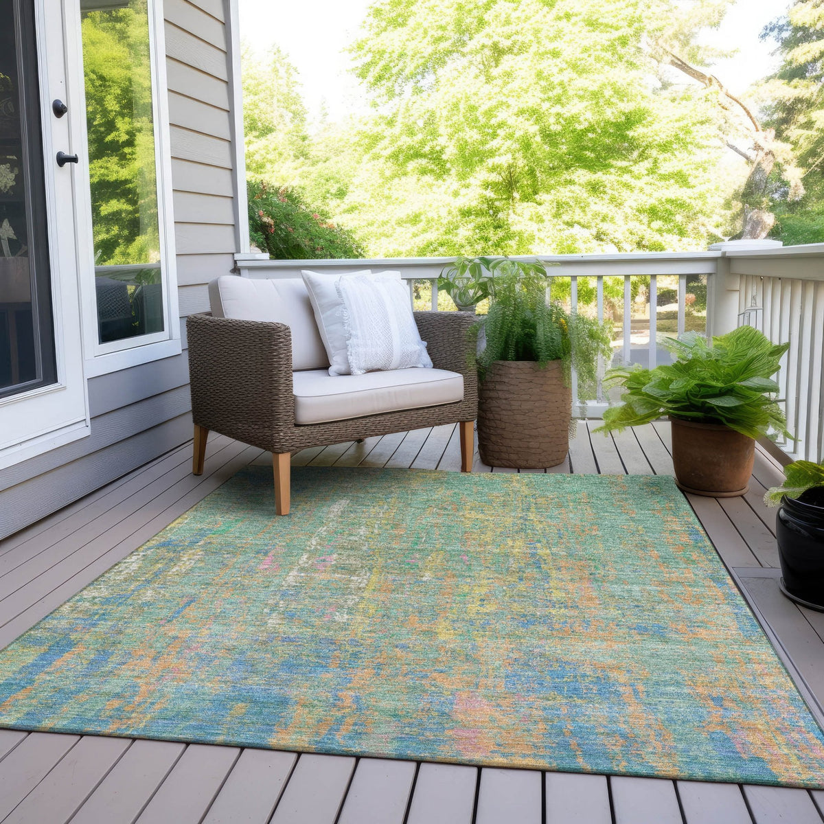 Chantille ACN1931-Teal Indoor/Outdoor Washable Rug