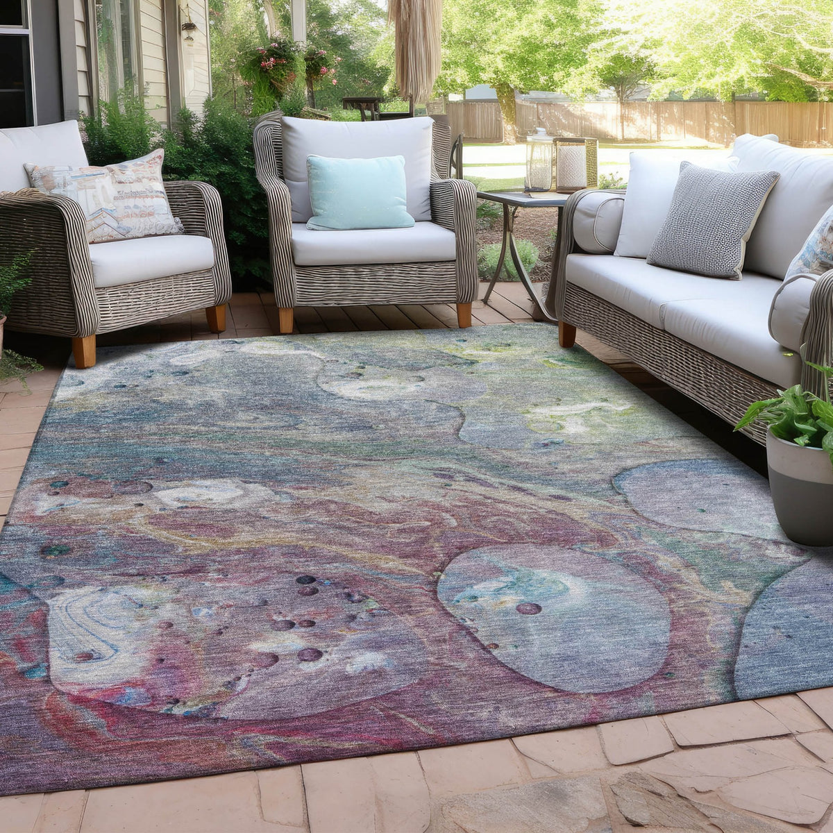 Chantille ACN1941-Blue Indoor/Outdoor Washable Rug