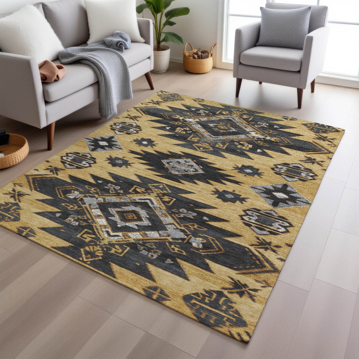Chantille ACN1945-Gold Indoor/Outdoor Washable Rug