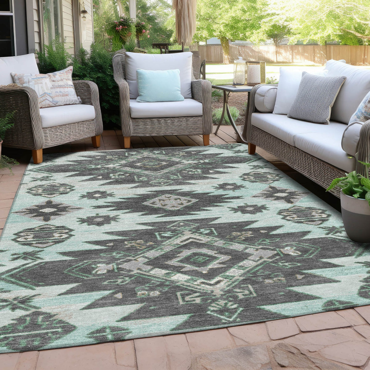 Chantille ACN1945-Mint Indoor/Outdoor Washable Rug
