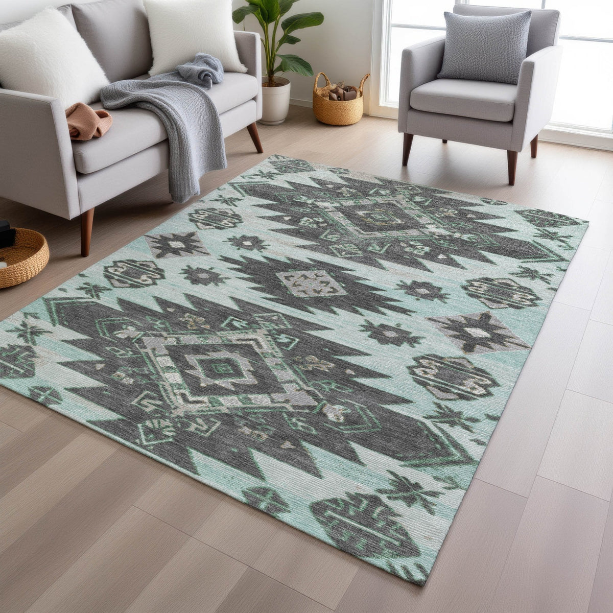 Chantille ACN1945-Mint Indoor/Outdoor Washable Rug