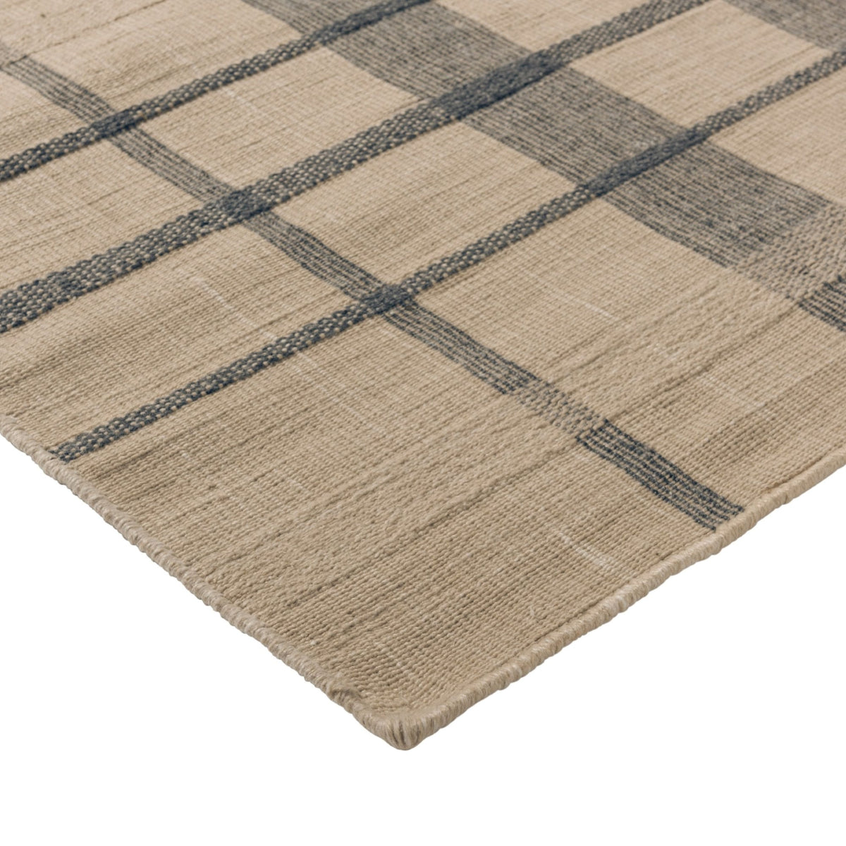 Zona Check Denim Outdoor Rug