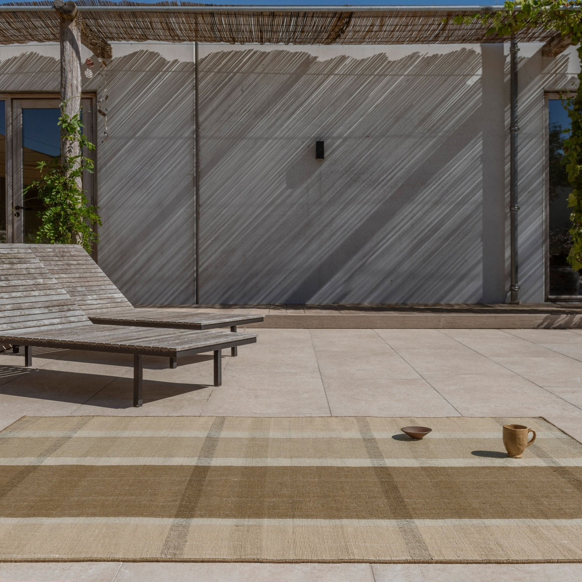 Zona Block Stripe Cashew Outdoor Rug