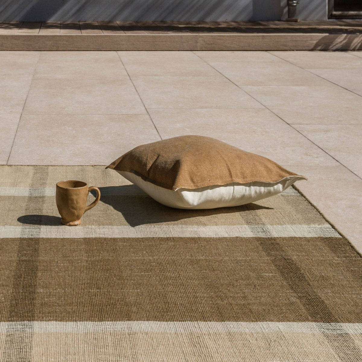 Zona Block Stripe Cashew Outdoor Rug