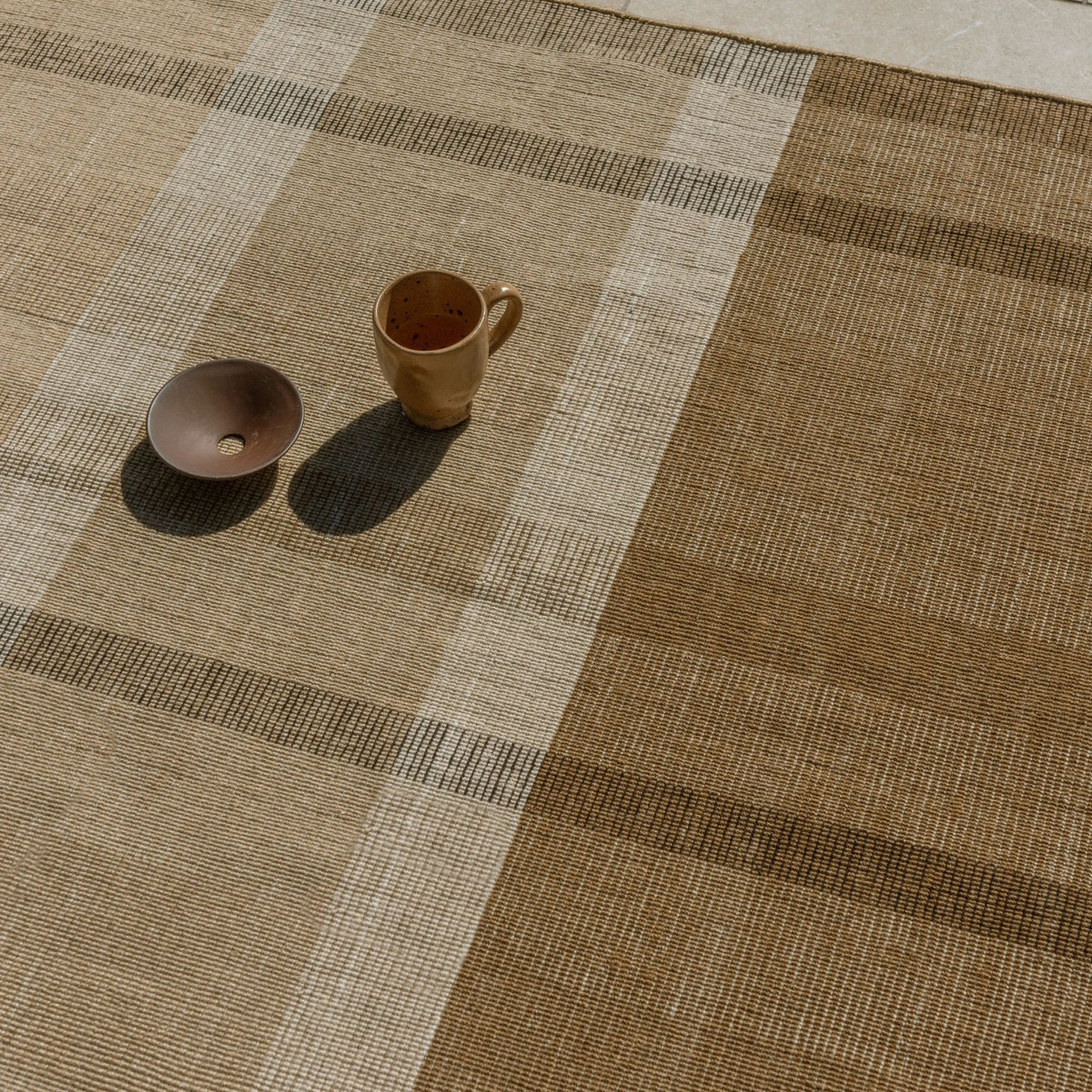 Zona Block Stripe Cashew Outdoor Rug
