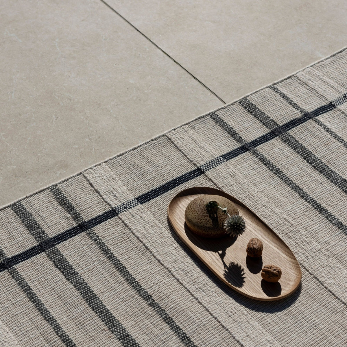 Zona Line Charcoal Outdoor Rug