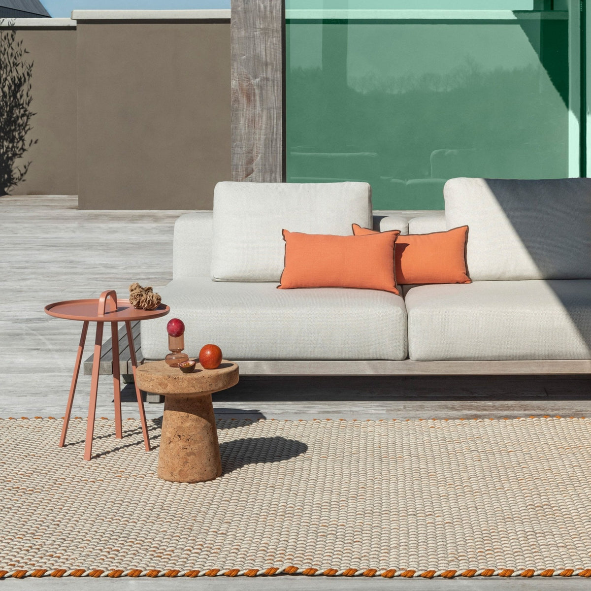 Lace Tri-colore Terra/Rust/Green Outdoor Rug