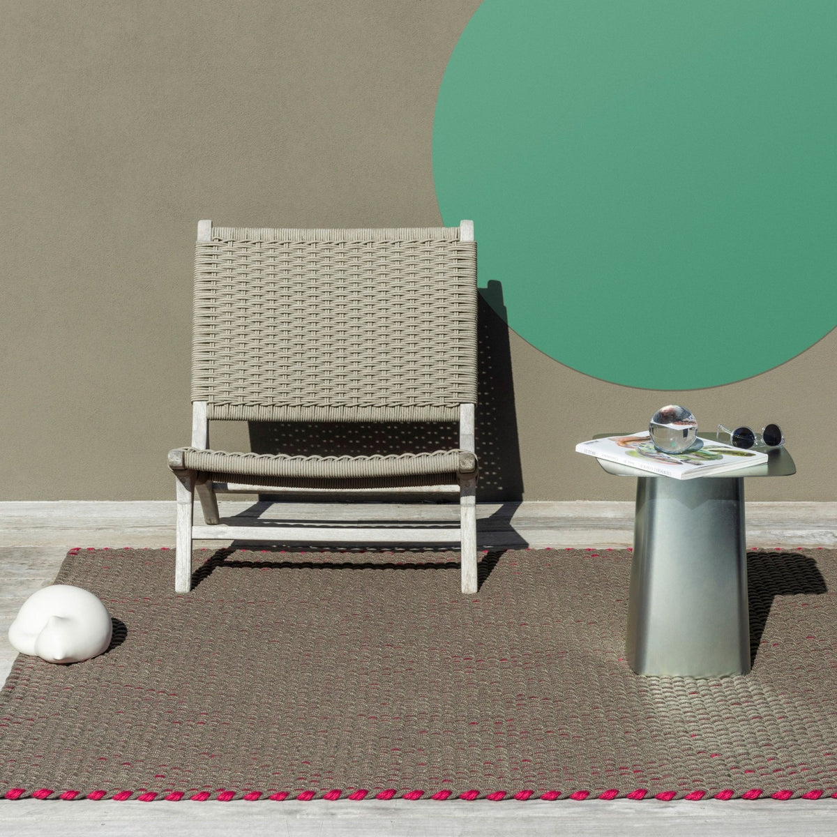 Lace Tri-colore Thyme/Grey/Pink Outdoor Rug