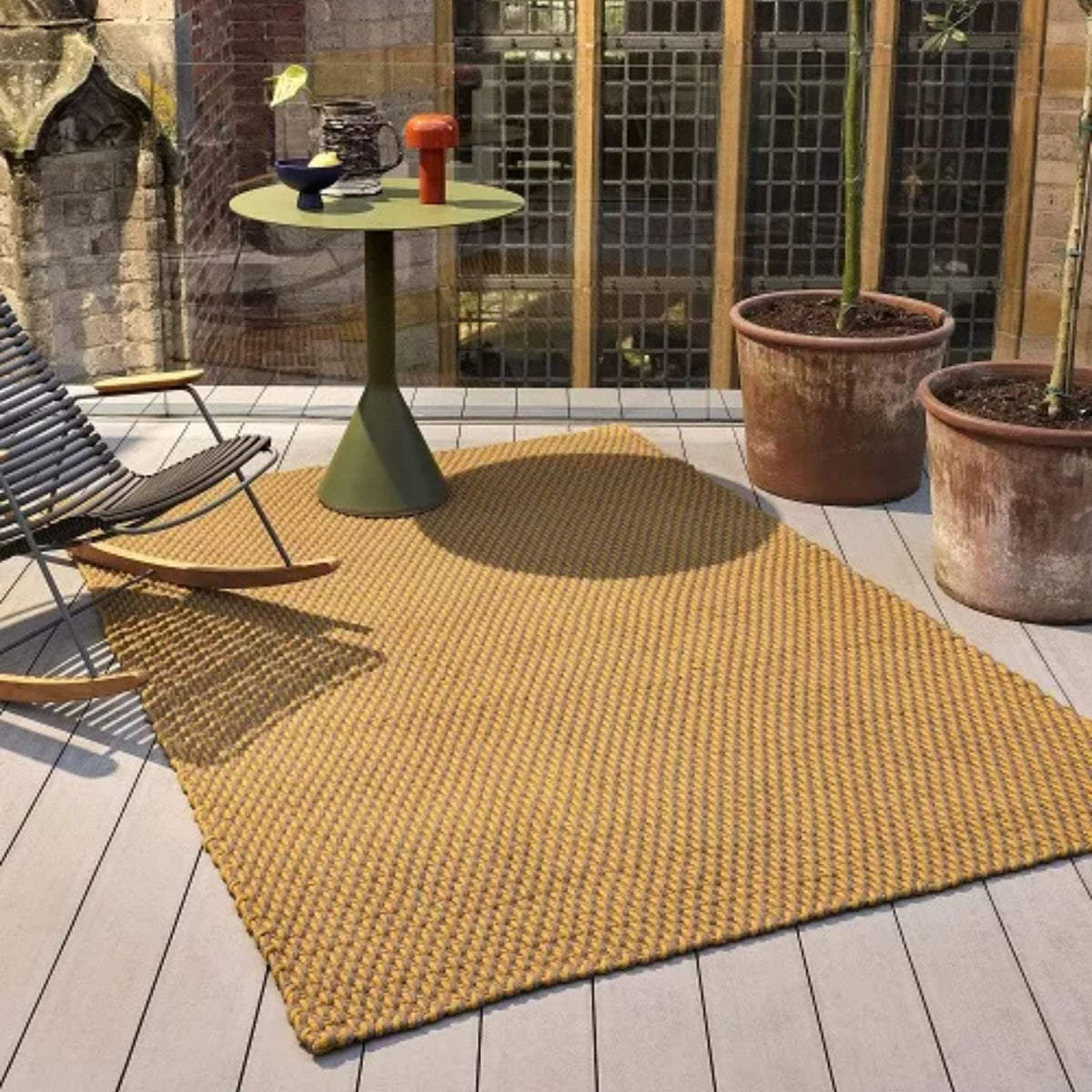 Lace Golden Mustard/Grey Taupe Outdoor Rug