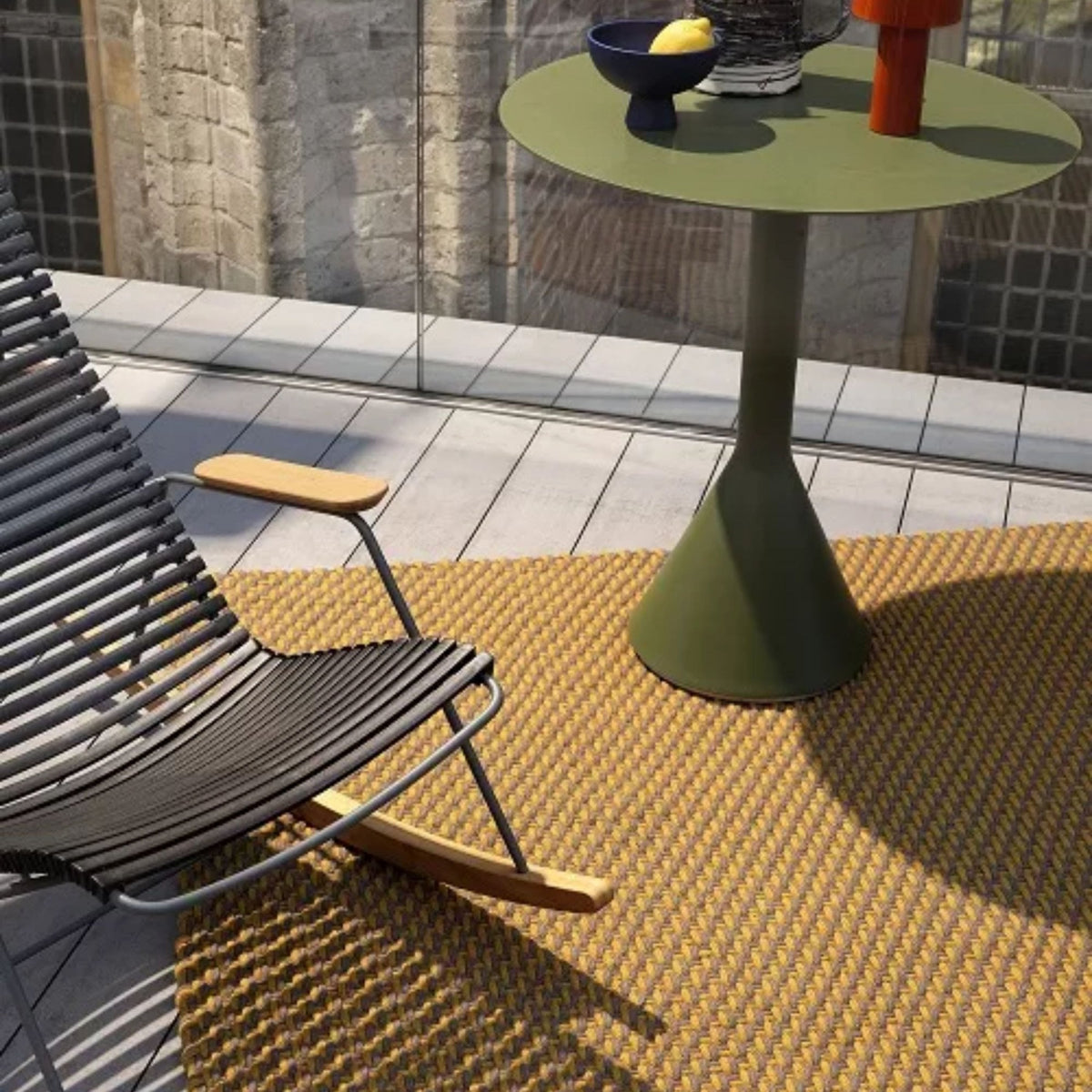 Lace Golden Mustard/Grey Taupe Outdoor Rug