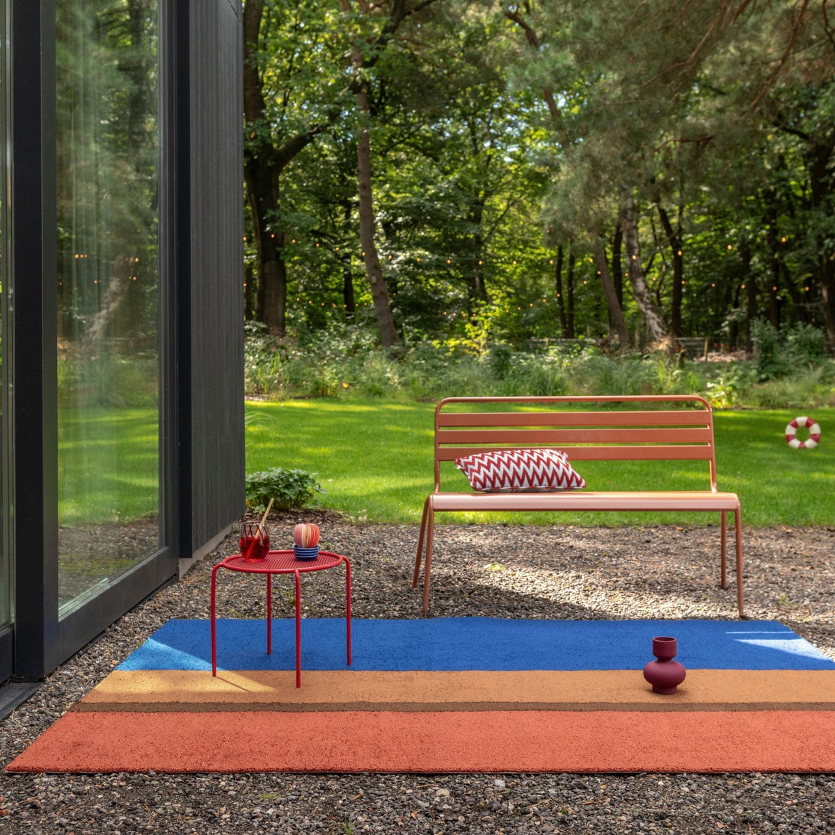 Habitat Festival Stripe Blue Outdoor Rug