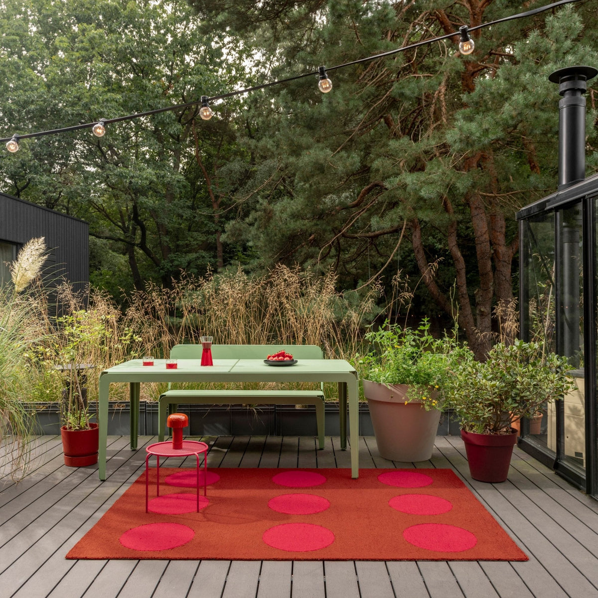 Habitat Festival Dots Red Outdoor Rug