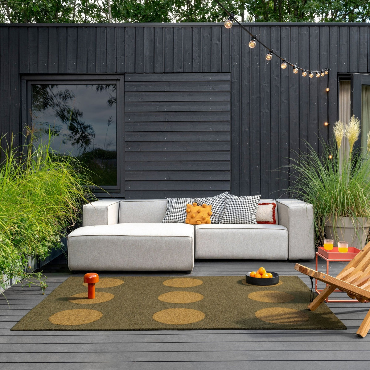 Habitat Festival Dots Olive Green Outdoor Rug