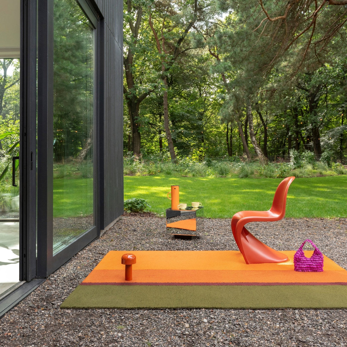 Habitat Festival Stripe Orange Outdoor Rug